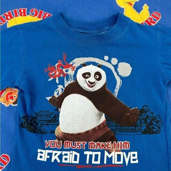 Y2K 2008 Kids Dreamworks Kung Fu Panda Blue Long Sleeve Tee Size 18-24M - Picture 2 of 7